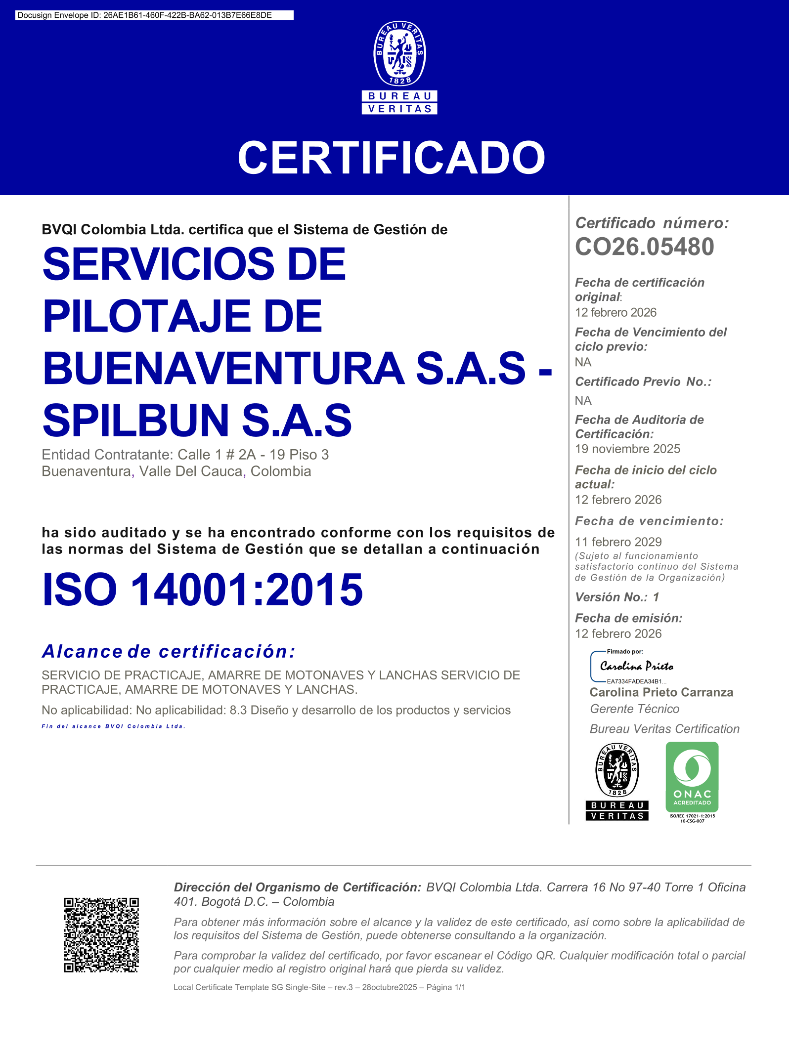 CERTIFICADO SPILBUN a